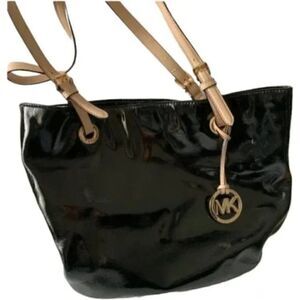 Michael Kors Jet Set Black Patent Leather Tote
